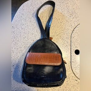 Belle Rose Black Leather crossbody bag/ backpack